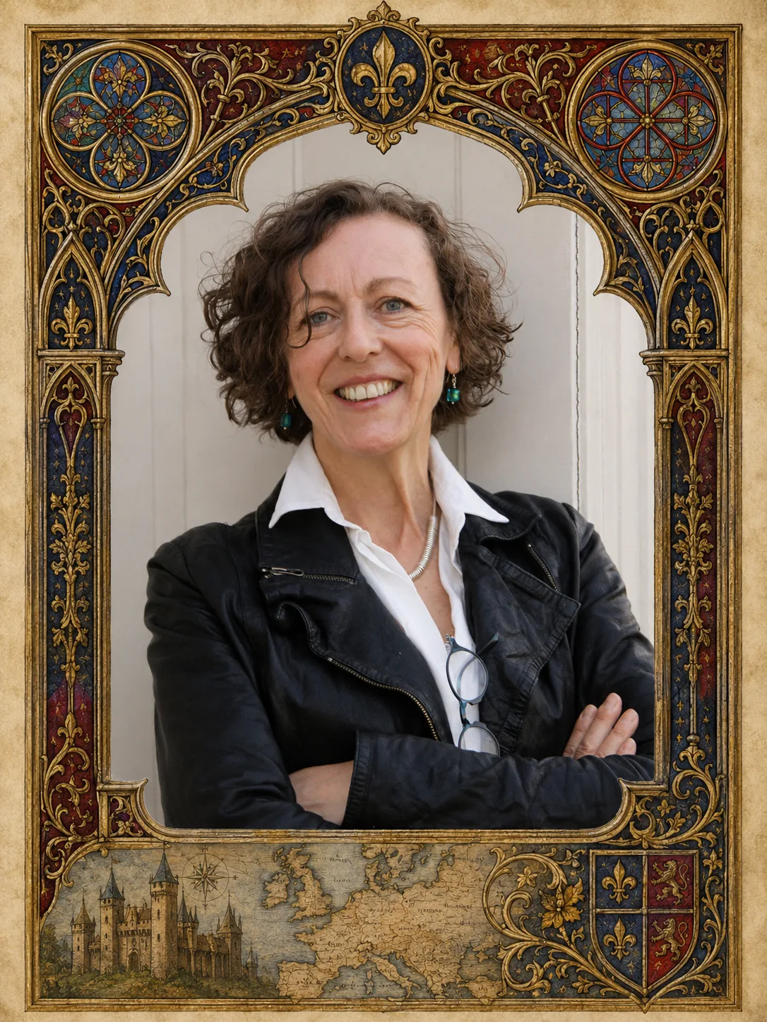Retrato de Maggi Dawn, teóloga anglicana británica, música y compositora