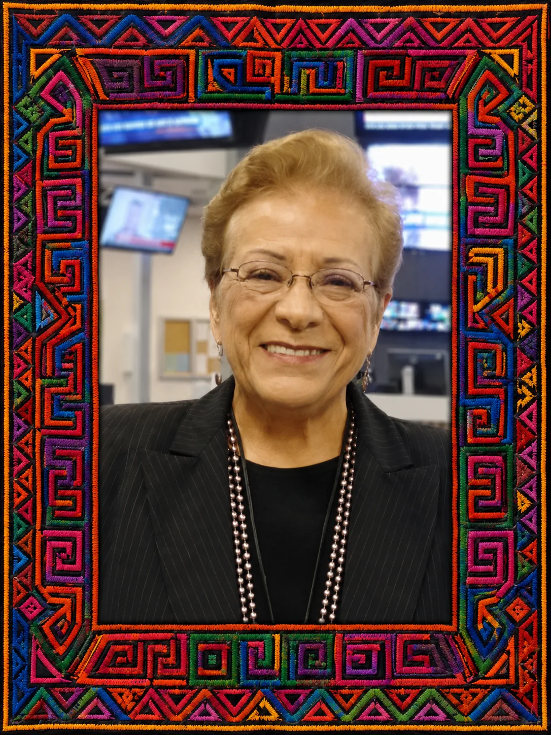 Retrato de María Pilar Aquino, teóloga feminista católica mexicano-estadounidense.
