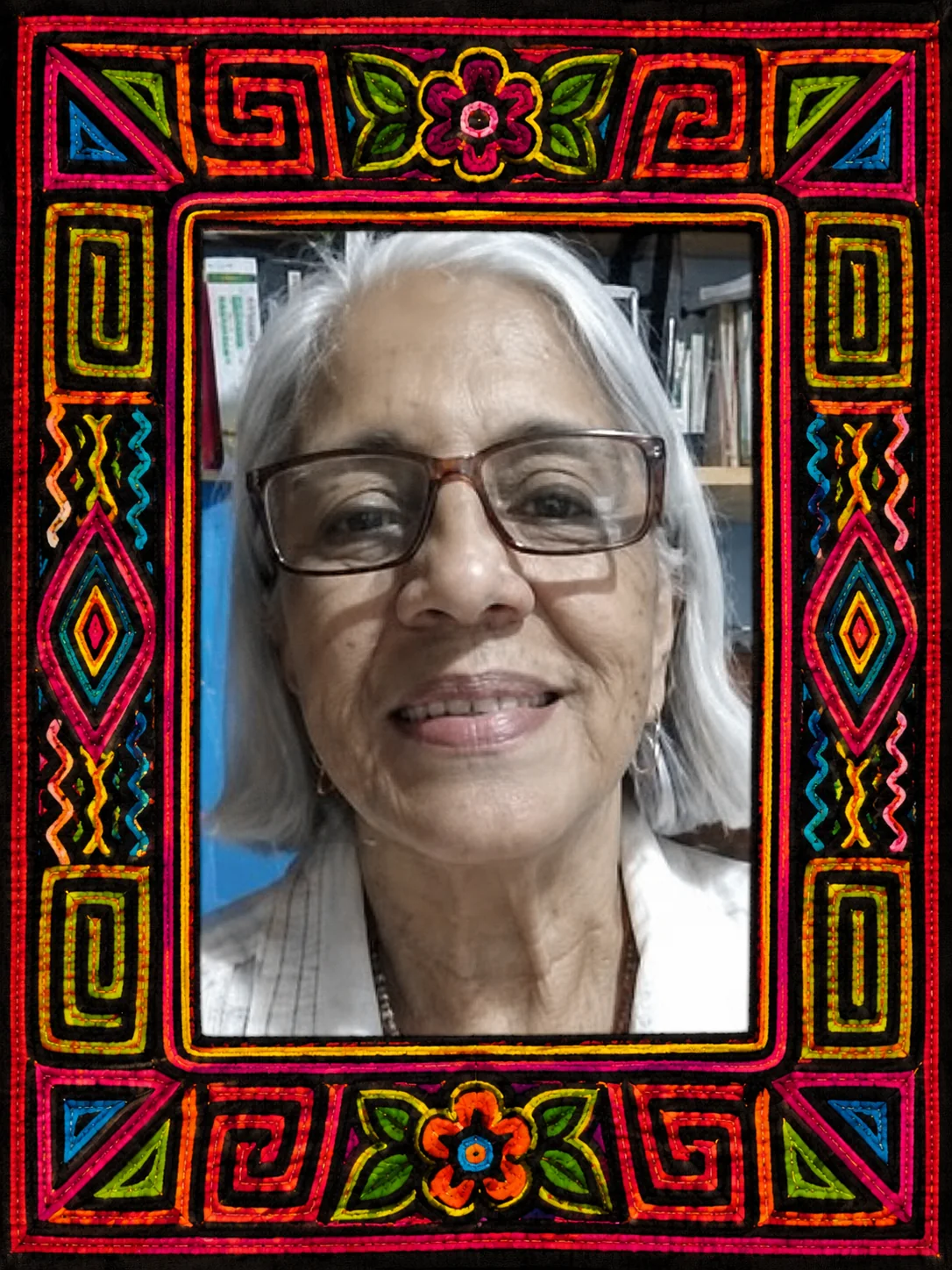 Retrato de Nidia Fonseca Rivera, teóloga costarricense, pastora y obispa.